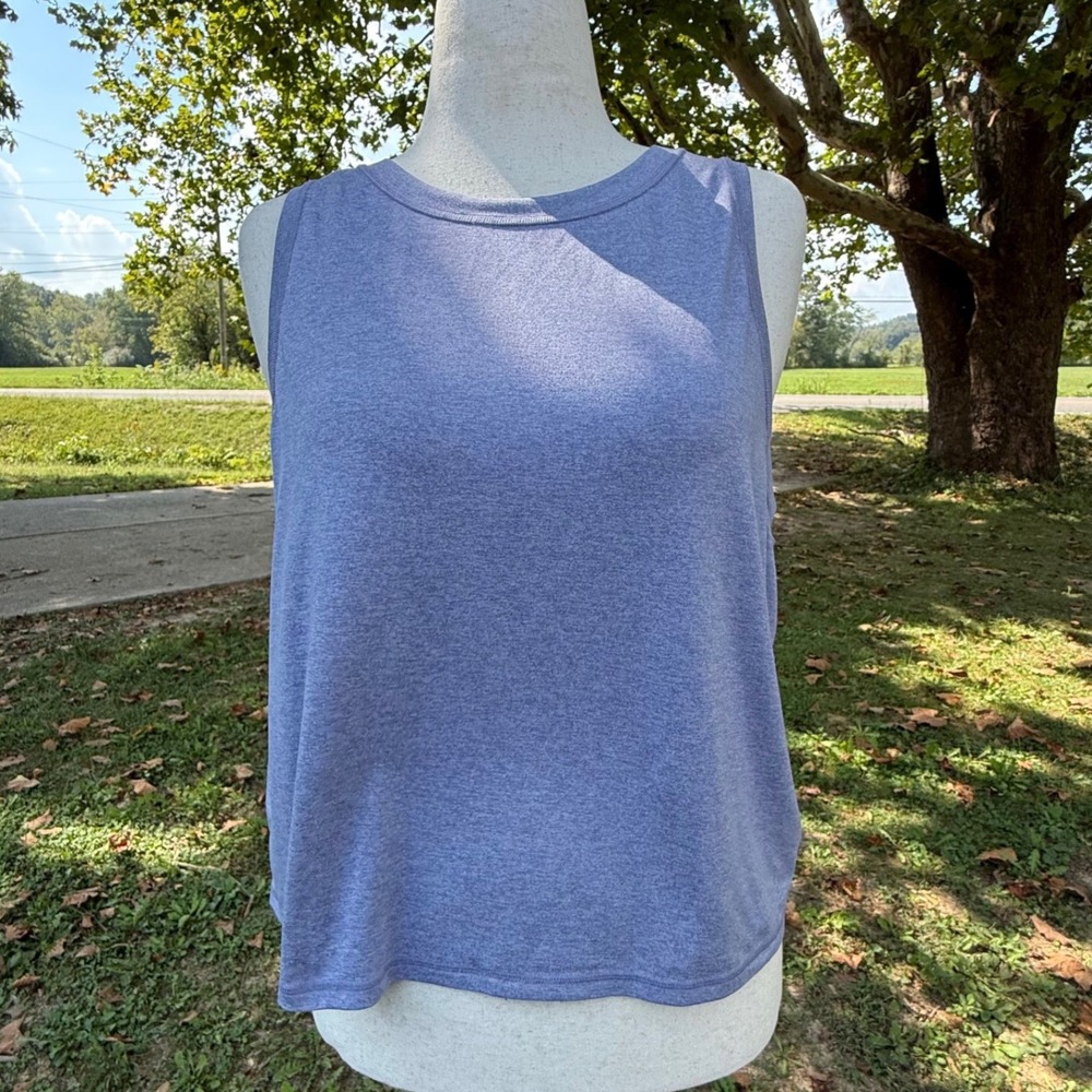 Athleta Breezy Tank Top Heathered Blue Purple 1X Yoga Training 511863 Athleisure